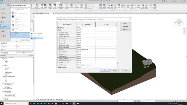  Revits IFC mapping tabel