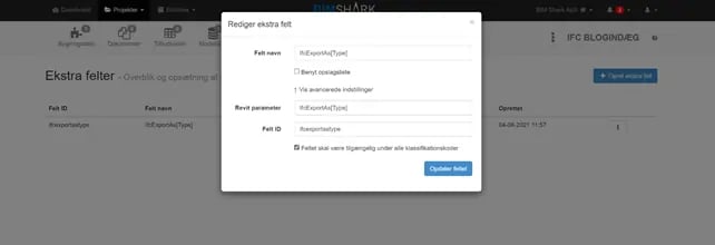 Nu kan vi styre Revits overordnede mapping, direkte fra BIM Shark