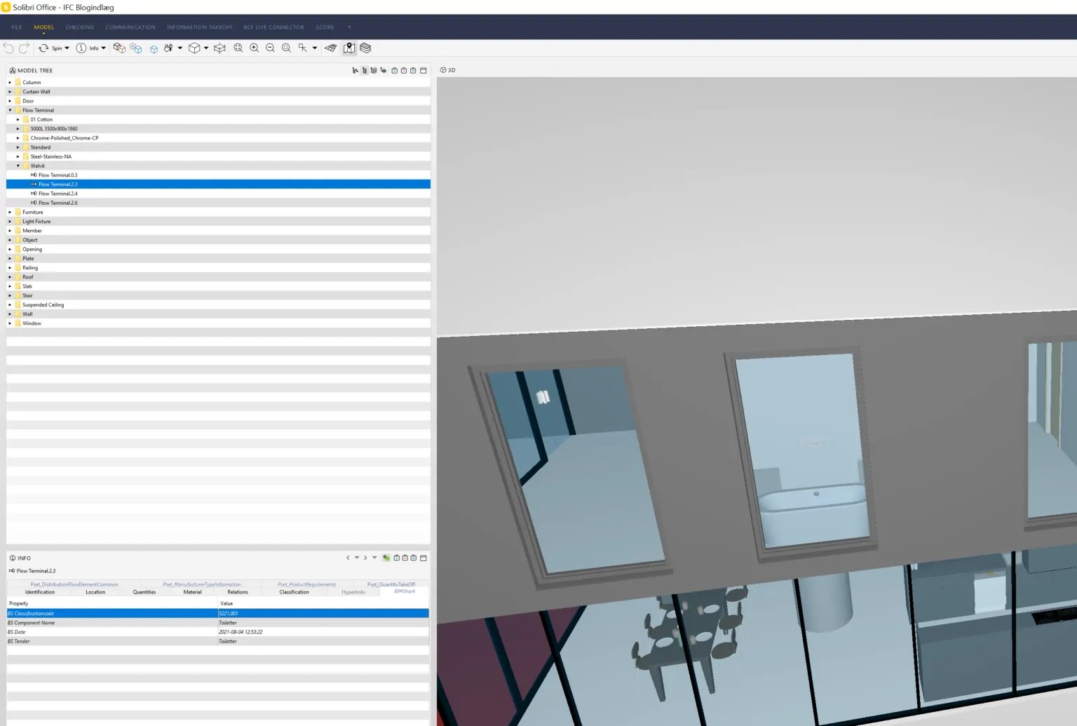 Ved eksport af IFC fra Revit